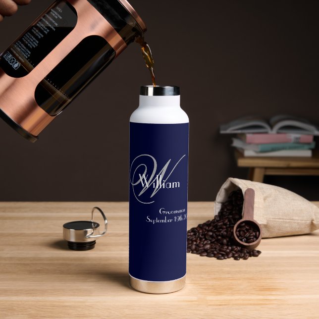Hochzeitsgeschenk Chic Monogram + Name Cool Trinkflasche (Kaffee)