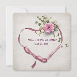Hochzeitsgeschenk Erneuerung rosa Band Herz mit Ri Einladung