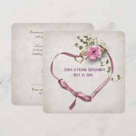 Hochzeitsgeschenk Erneuerung rosa Band Herz mit Ri Einladung