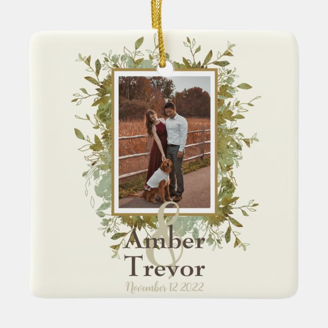 Hochzeitsgeschenk für Ehefrau Eukalyptus Keramikornament (Vorderseite)