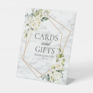 Hochzeitsgeschenk für Kupfer Geometric White Flora Sockelschild