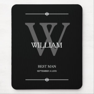 Hochzeitsgeschenk für Trauzeuge Monogram Chic Mode Mousepad