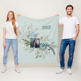 Hochzeitsgeschenk GREENERY Modernes, individuelles Fleecedecke