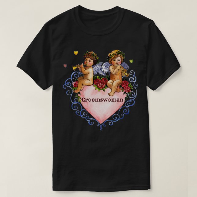 Hochzeitsgeschenk Groomswoman Engel Kirschen hören T-Shirt (Design vorne)