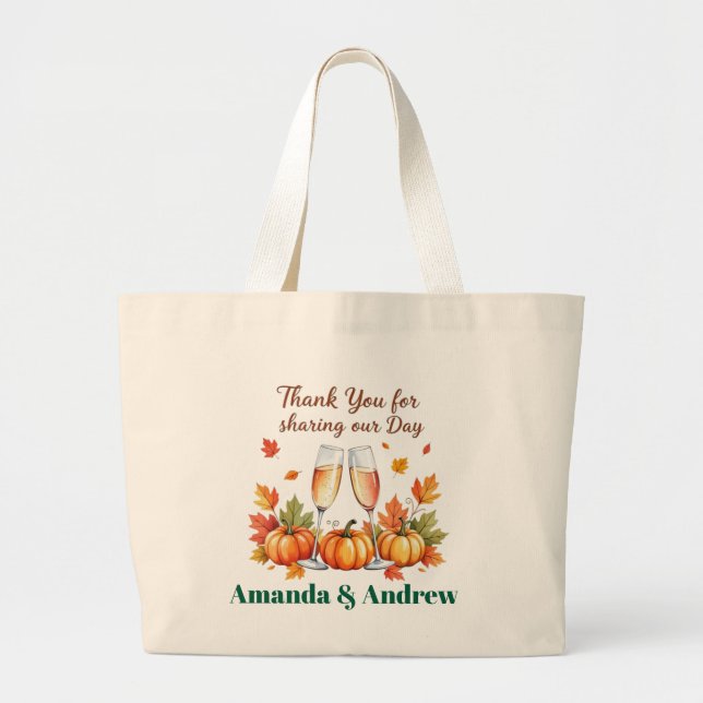 Hochzeitsgeschenk im Herbst, personalisiert  Jumbo Stoffbeutel (Vorne)