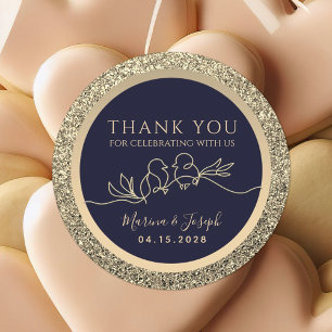 Hochzeitsgeschenk in Navyblau und Gold Runder Aufkleber
