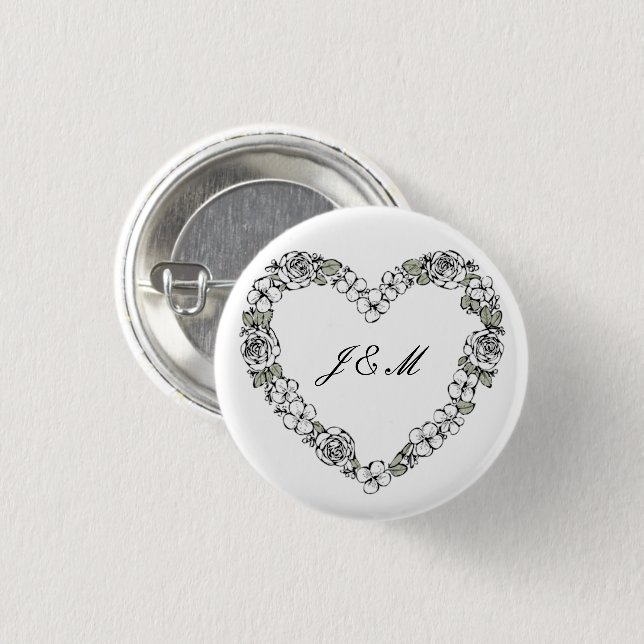 Hochzeitsgeschenk-Knopf - schwarzes und weißes Her Button (Vorne & Hinten)