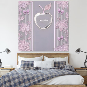 Hochzeitsgeschenk Kristallo auf Lila Spitze Kunst Leinwanddruck