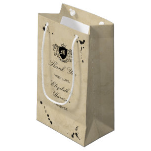 Hochzeitsgeschenk mit Vintage-Monogramm und Tinten Kleine Geschenktüte