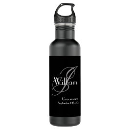 Hochzeitsgeschenk Modernes Monogramm Cool Schwarz Edelstahlflasche