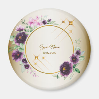 Hochzeitsgeschenk Party Lila Rosa Blumen Grün Gold Magnet