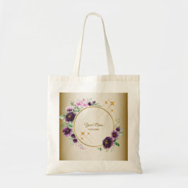 Hochzeitsgeschenk Party Lila Rosa Blumen Grün Gold Tragetasche
