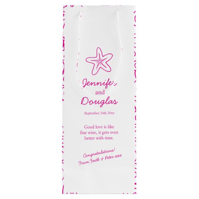 Hochzeitsgeschenk personalisierte Tasche mit rosa  Geschenktüte Für Weinflaschen (Rückseite)