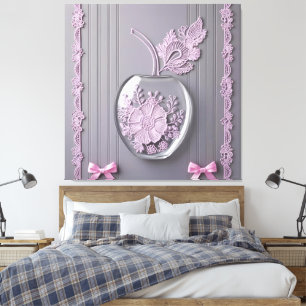 Hochzeitsgeschenk Rosa und Grau Bläserglas Kunst Leinwanddruck