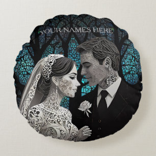 Hochzeitsgeschenk Rundes Kissen