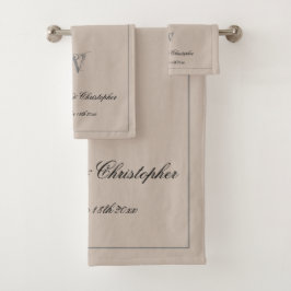 Hochzeitsgeschenk Rustic Monogram Newlyweds Gesche Badhandtuch Set