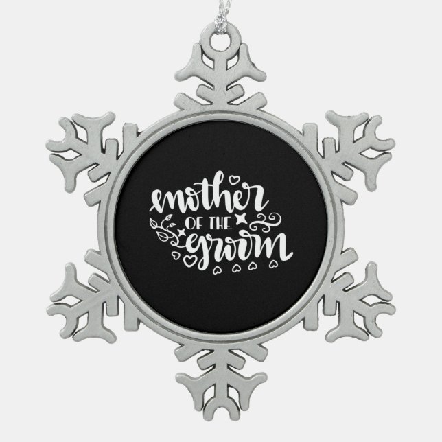 Hochzeitsgeschenk Schneeflocken Zinn-Ornament (Vorderseite)