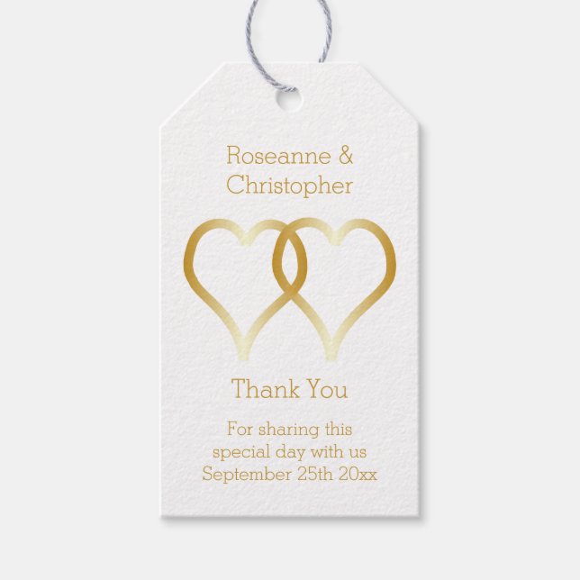 Hochzeitsgeschenk Tag Gold Herzen Geschenkanhänger (Vorderseite)