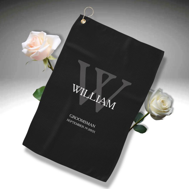 Hochzeitsgeschenk Trauzeuge Elegante Monogramm Coo Golfhandtuch (He will love it!)