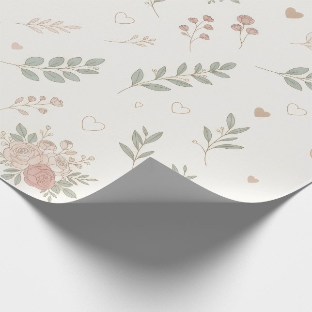 Hochzeitsgeschenk-Verpackungspapier – Elegantes Fl Geschenkpapier (Ecke)