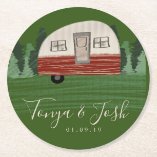 Hochzeitsgeschenk Vintage Camper Runder Pappuntersetzer