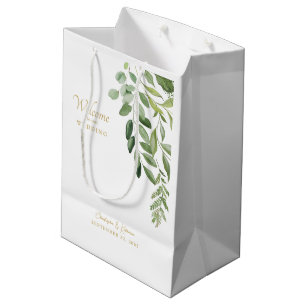 Hochzeitsgeschenk Willkommensgrün Goldtext Mittlere Geschenktüte