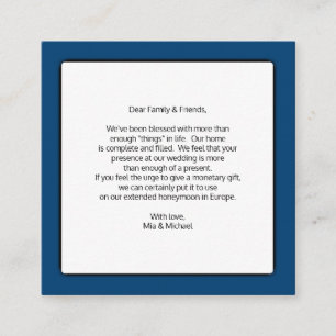 Hochzeitsgeschenke für gutes Geld Begleitkarte