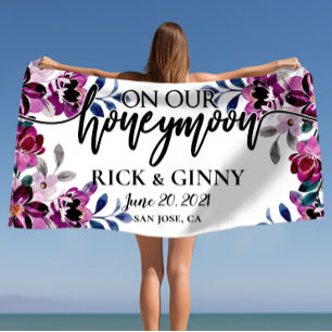 Hochzeitsgeschenke - Personalisierte Blumenkohle Strandtuch