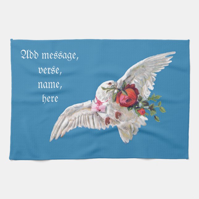 Hochzeitsgeschenkideen - personalisierte Tauben de Geschirrtuch (Horizontal)