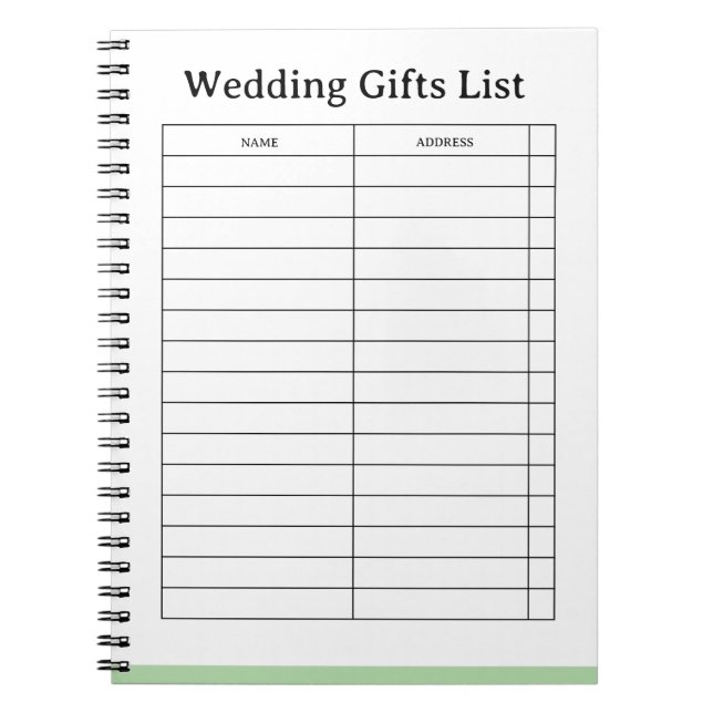 Hochzeitsgeschenkliste  notizblock (Vorderseite)