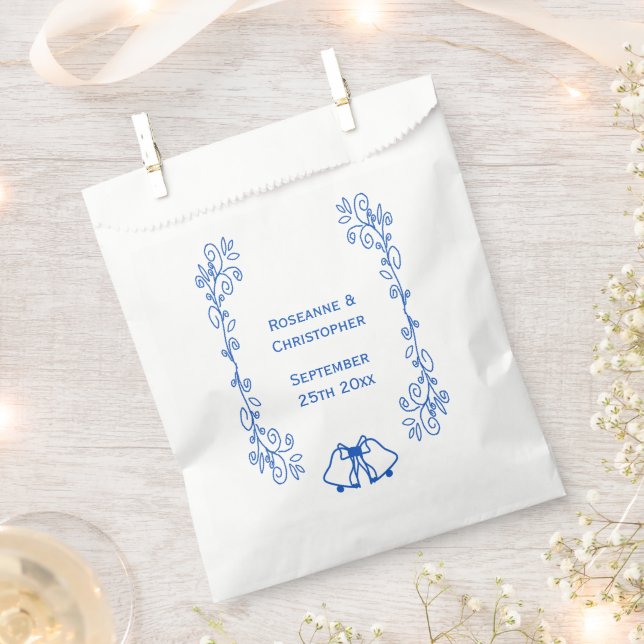 Hochzeitsgeschenktasche Blau Saphir Glocken Scroll Geschenktütchen (Ausgeschnitten)