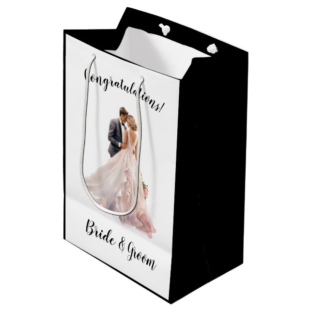 Hochzeitsgeschenktasche Mittlere Geschenktüte (Vorderseite Schrägansicht)