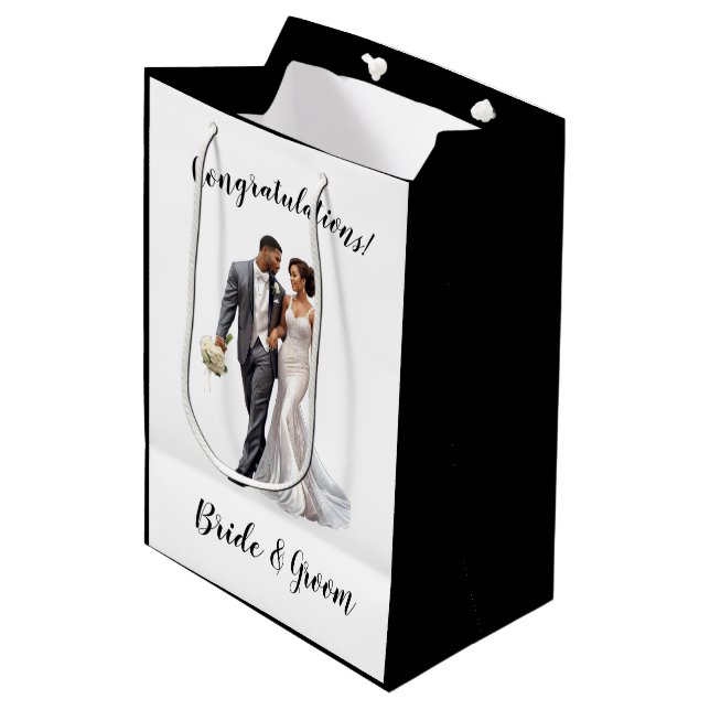 Hochzeitsgeschenktasche Mittlere Geschenktüte (Vorderseite Schrägansicht)