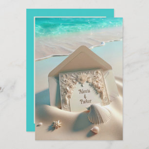 Hochzeitsgeschichten in Strandsand Einladung