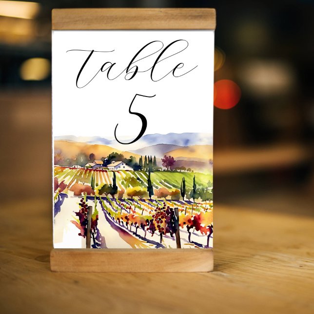 Hochzeitsgeschirr im Napa Valley Tischnummer (Napa valley vineyard themed wedding tableware table number cards)