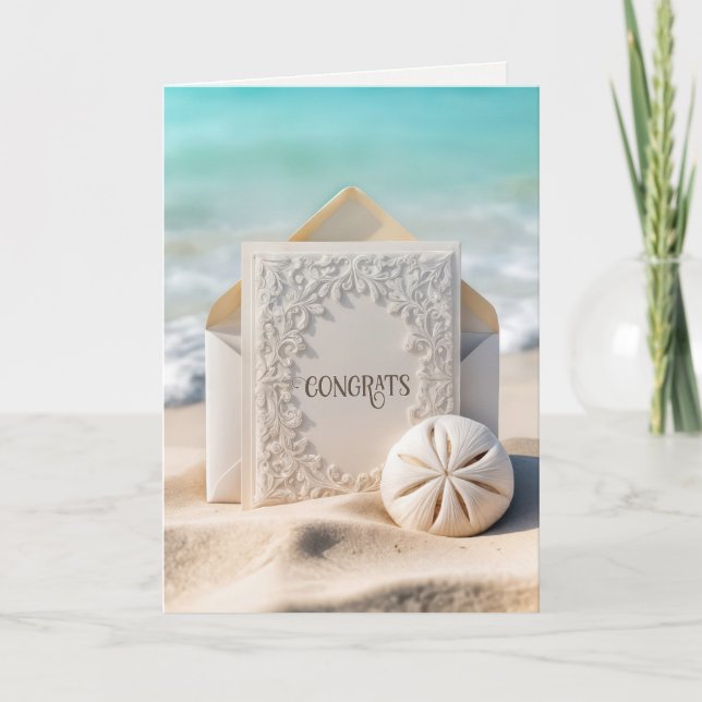 Hochzeitsgeschosse mit Strand Sand Dollar Karte (Vorderseite)