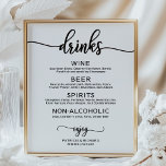 Hochzeitsgetränke Bar Menu Black Calligraphy Poste Poster<br><div class="desc">Diese atemberaubende Hochzeitssuite mit Kalligrafie besticht durch ein modernes, kühnes und zeitloses Design. Unsere umfangreiche Kollektion bietet alles, was Sie brauchen, um eine stimmige und schicke Atmosphäre zu schaffen. Dazu zählen passende Menükarten, personalisierte Servietten, markante Schilder, Favoriten und vieles mehr. Zögern Sie nicht, sich über den Chat personalisiert zu beraten...</div>