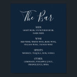 Hochzeitsgetränke-Bar-Menü mit blauem Schriftzeich Poster<br><div class="desc">Navy Skript Hochzeit Drinks Bar Menü Poster. Geeignet zum Geburtstag,  Jubiläum und jedes andere Party. Bitte kontaktieren Sie mich,  wenn Sie weitere Informationen benötigen.</div>