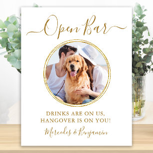 Hochzeitsgetränke für Personalisierte Goldene Hund Poster