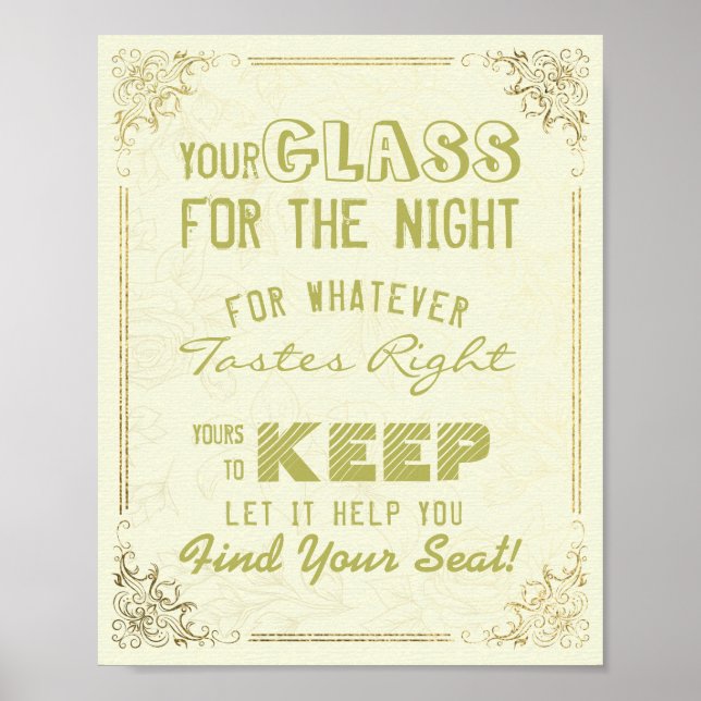 Hochzeitsglas für die Nacht finden Ihren Platz Poster (Vorne)