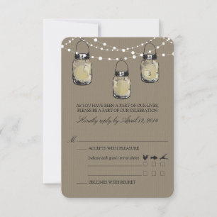 Hochzeitsglas mit RSVP Mason Jar Karte