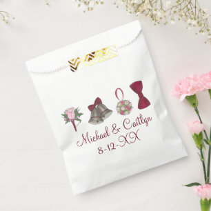 Hochzeitsglocken Blume Bow Krawatte Personalisiert Geschenktütchen