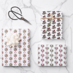 Hochzeitsglocken Blumen Knopflochblume Brautstrauß Geschenkpapier Set