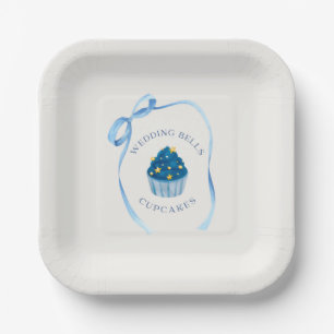 Hochzeitsglocken-Cupcakes   Favor für blaue Brautd Pappteller