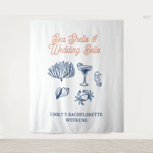 Hochzeitsglocken für Muscheln Junggesellinnenabsch Wandteppich