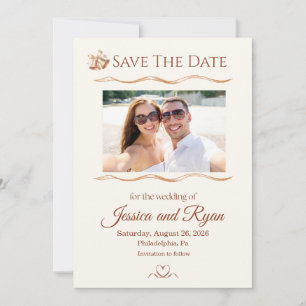 Hochzeitsglocken mit Foto Save the Date Einladung