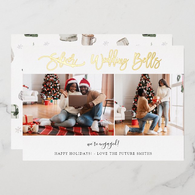 Hochzeitsglocken Multi-Foto-Verlobung oder Elope-K Folieneinladung (Vorderseite/Rückseite)