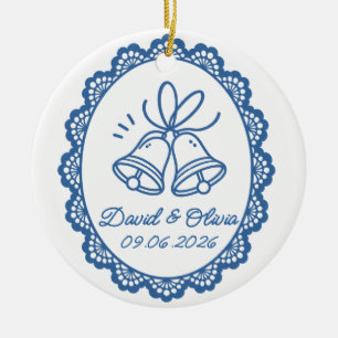 Hochzeitsglocken Paarname & Datum Keramik Ornament