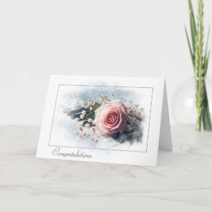 Hochzeitsglückwünsche rosa Rose auf Vintage-Piano Karte