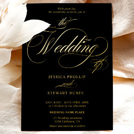 Hochzeitsgold aus schwarzem Foto Folieneinladung